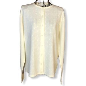 Carolyn Taylor Button Front Cardigan Sweater Cream Size Medium